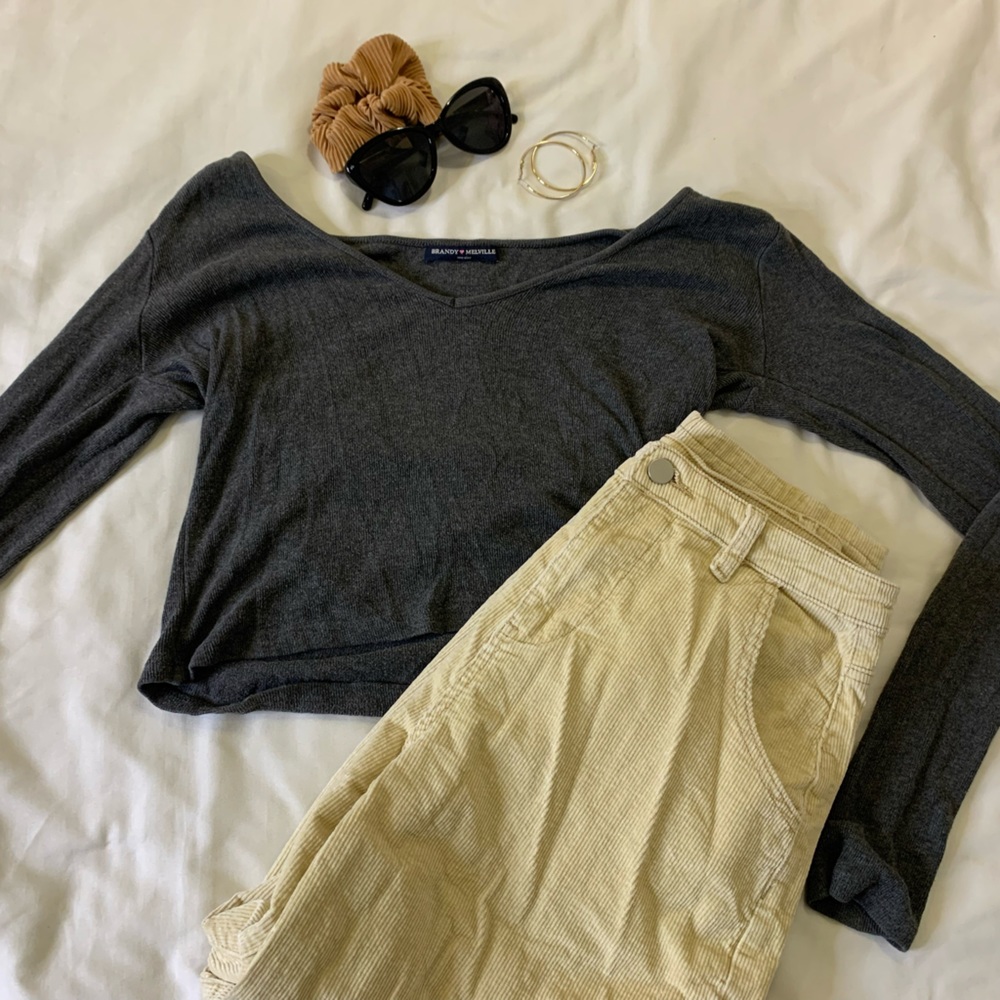 Grey Brandy Melville long sleeve knit top